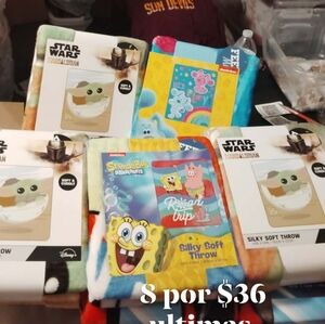 Disney Star Wars and SpongeBob Throws - Multicolor